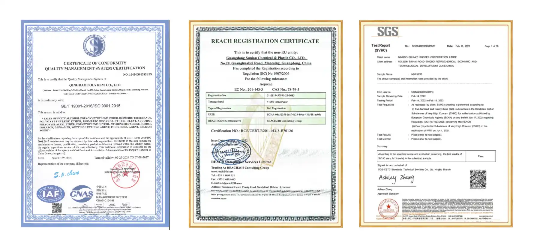 Polykem Certificate